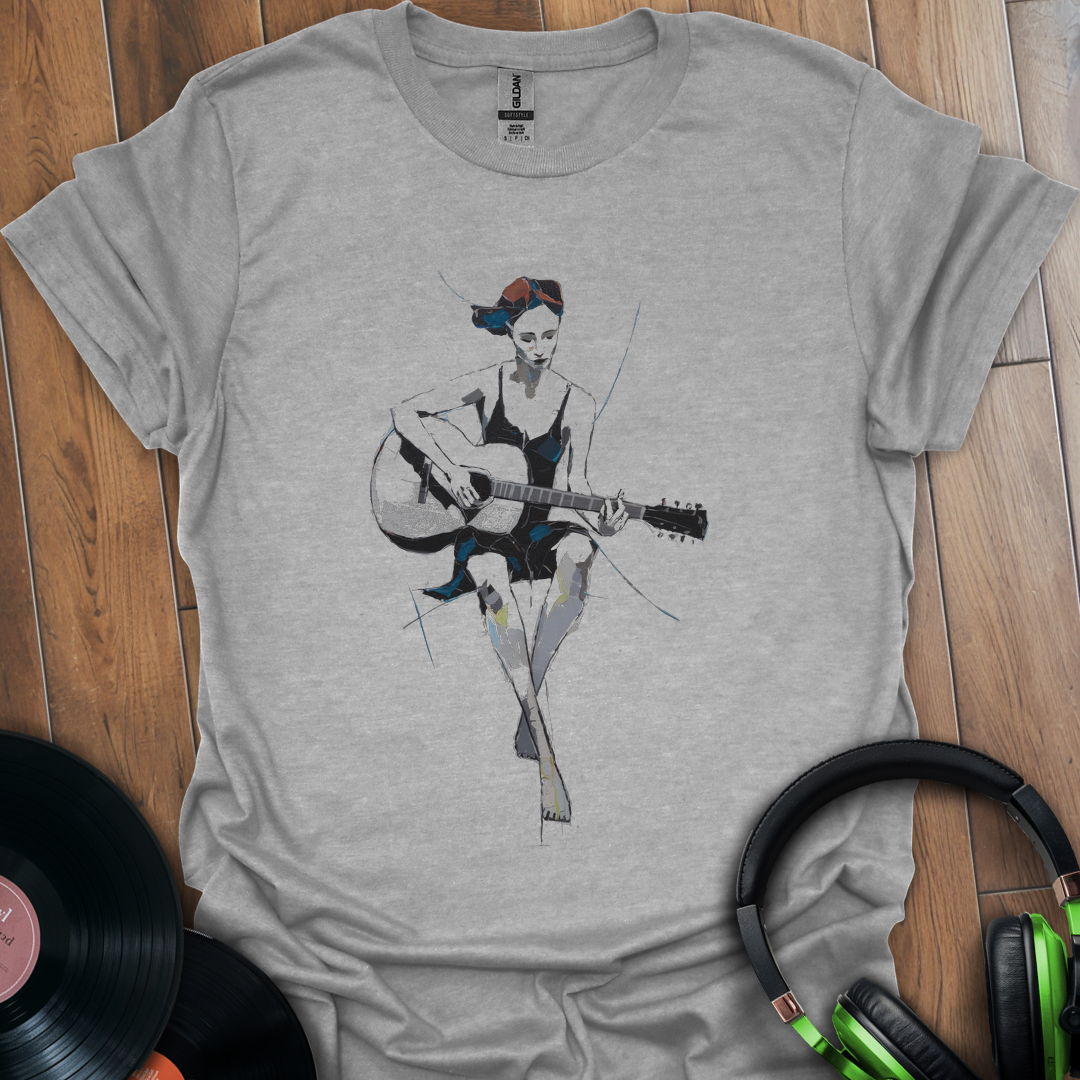 Strumming Serenity: Artistic Guitarist Tee