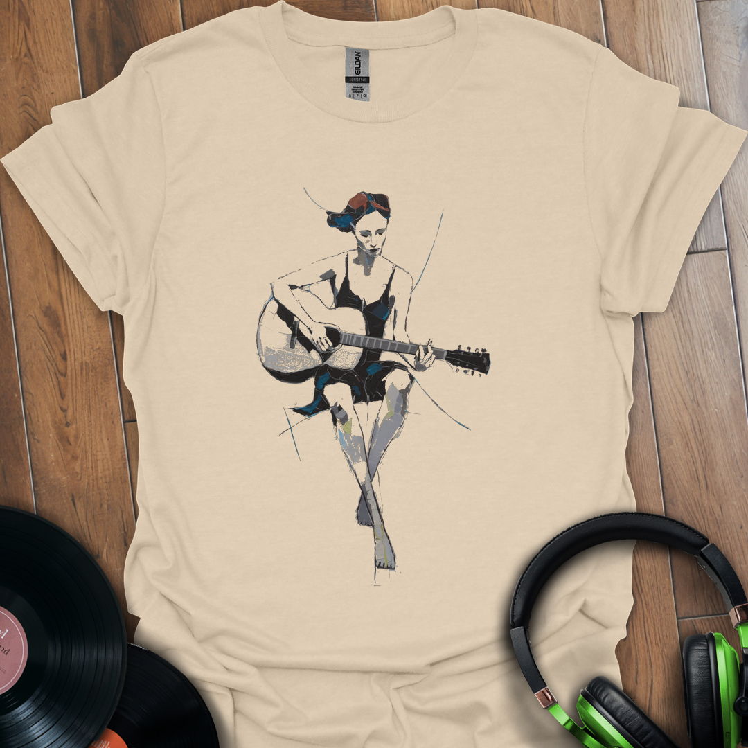 Strumming Serenity: Artistic Guitarist Tee